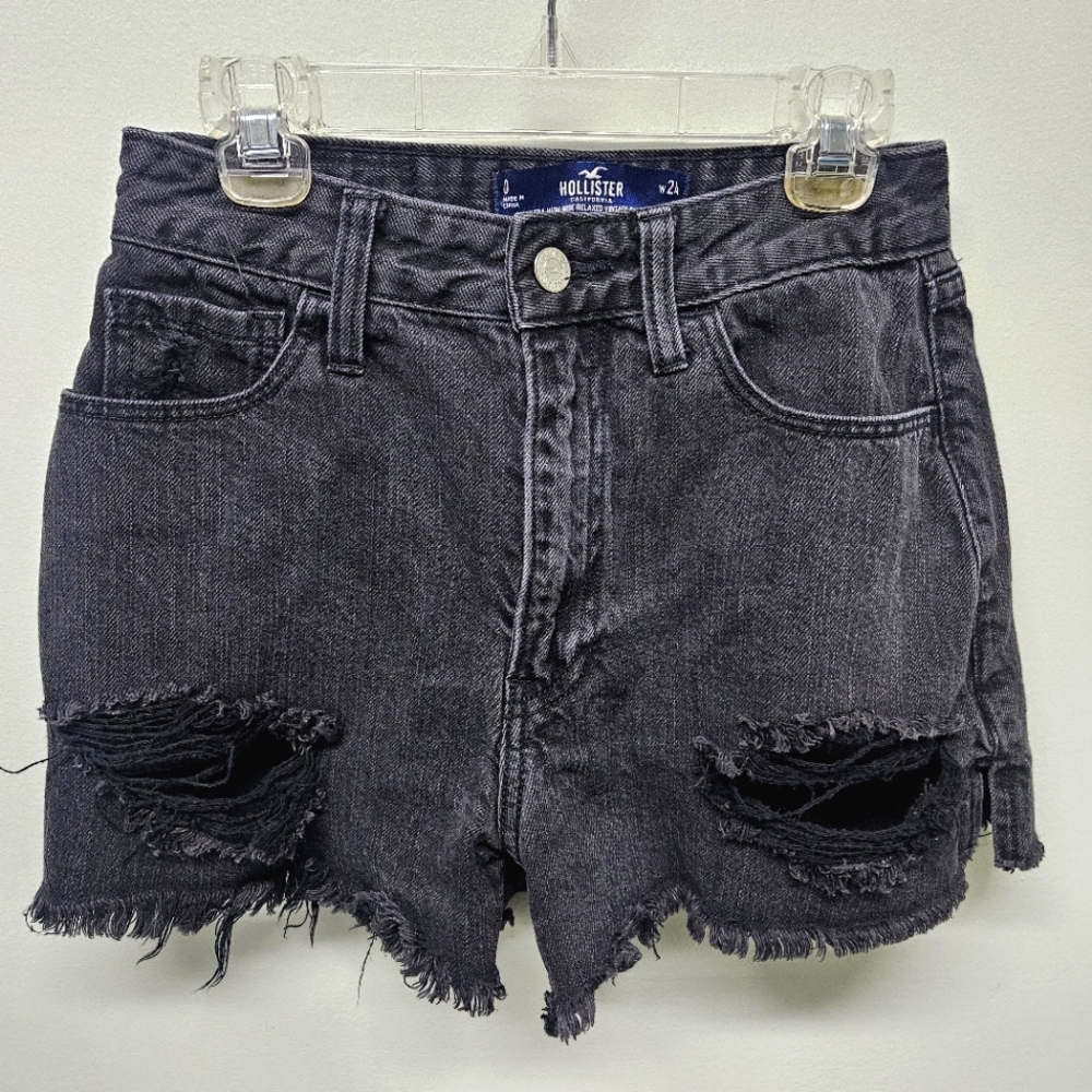 Hollister Ultra High Rise Relaxed Vintage Shorts 3" Cotton Black Sz 0 / 24